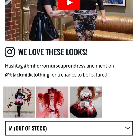 Blackmilk “HORROR NURSE APRON DRESS - LIMITED” Size Medium M NWT Bloody - Picture 13 of 16